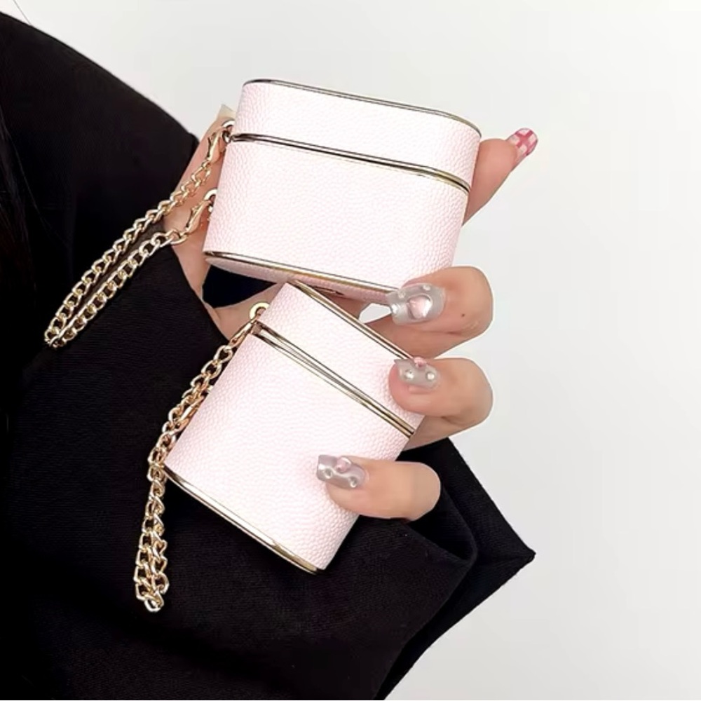 Luxury Metal Leather Sleeve Cute Earphone Case For Airpods